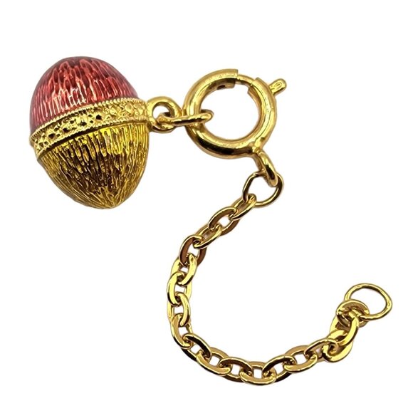 Joan Rivers Gold Tone Red Enamel Textured Egg Charm Pendant - Picture 1 of 4